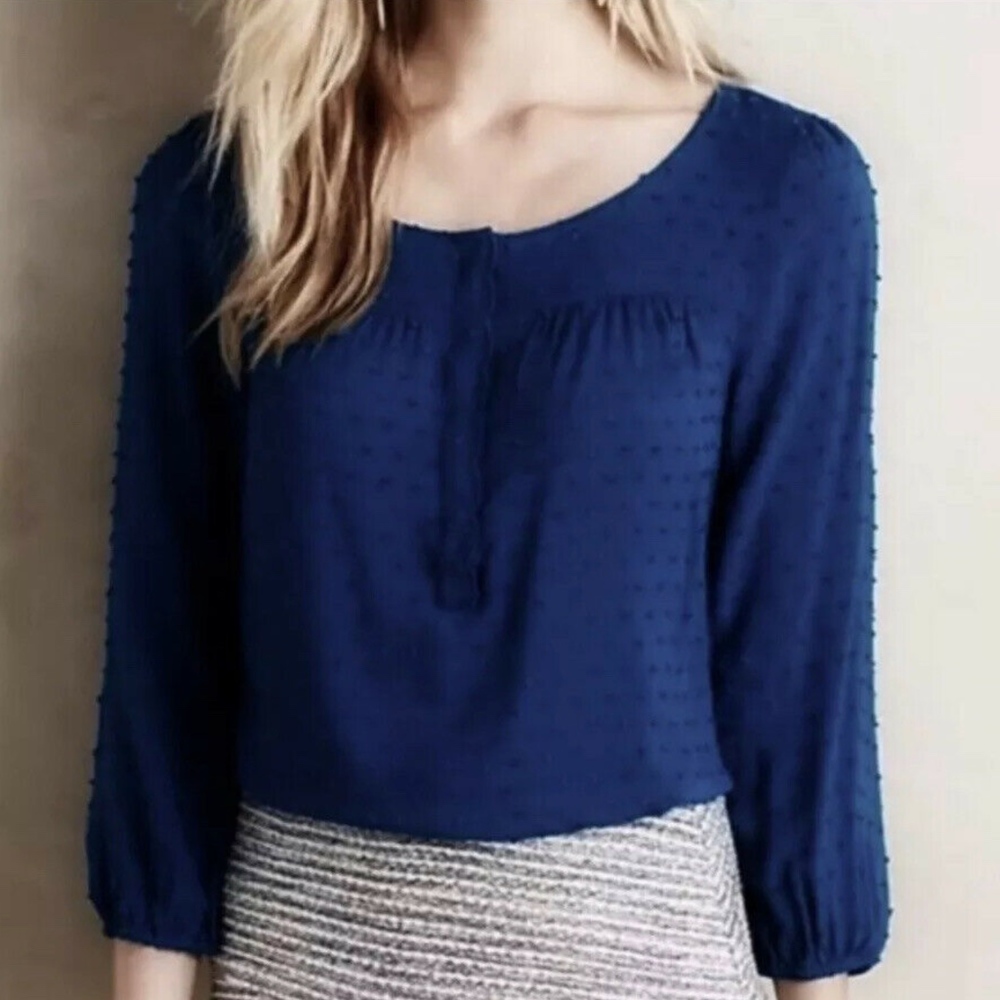 Anthropologie Maeve Emmeline Navy Blouse